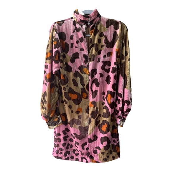 Anthropologie Eleanor Velvet Tunic Dress in Pink Motif. Size 0. - Picture 4 of 11